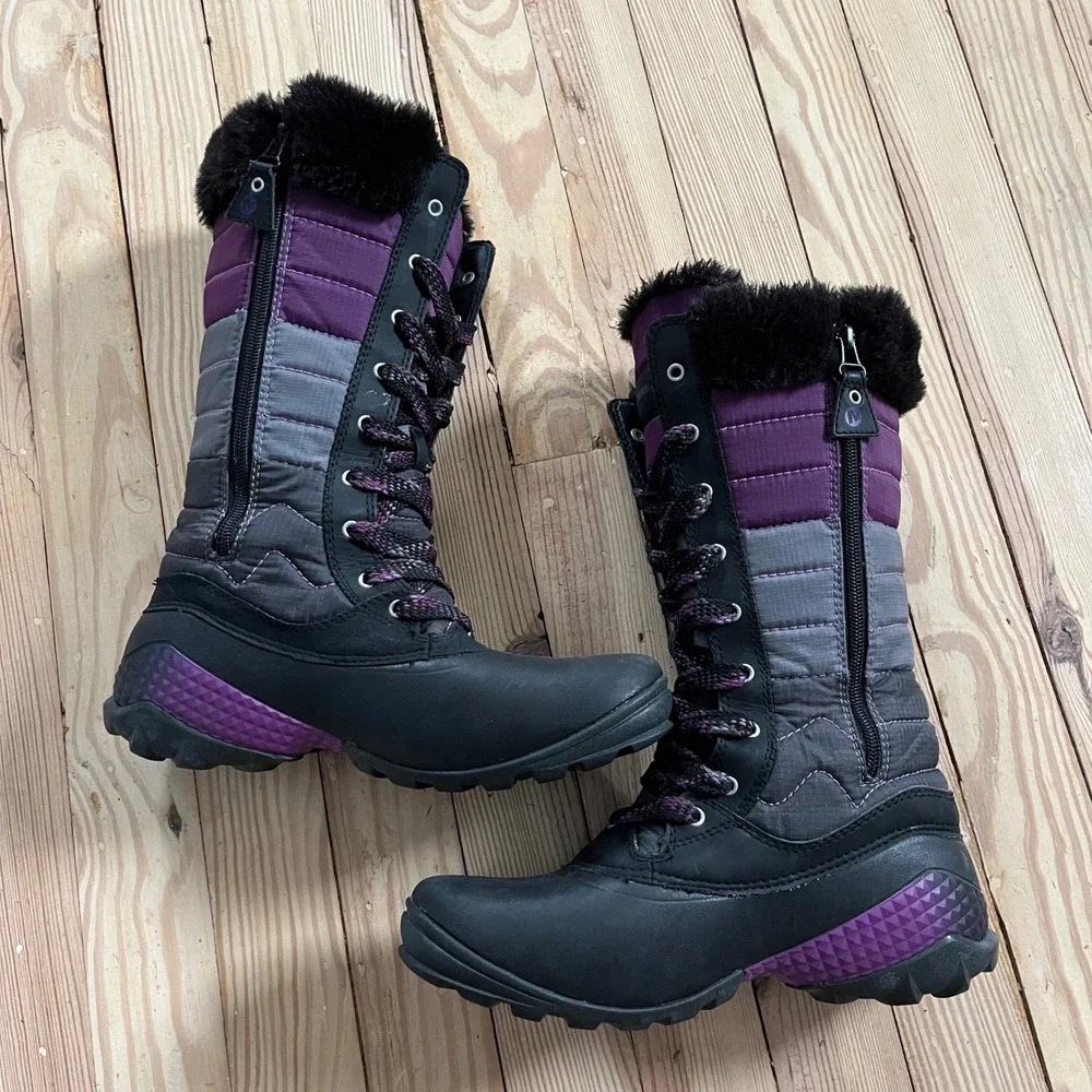 Merrell Winterbelle Waterproof Boots Womens 6.5‎ Black Purple Insulated J68114